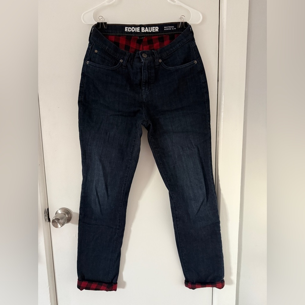 Eddie Bauer Women's 2 Dark Blue Flannel-Lined Jeans NWOT